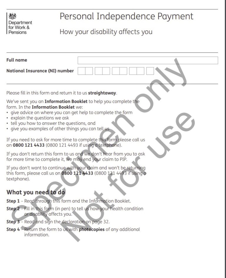 A Step By Step Guide To Filling Out A Pip Form For Bpd 6961